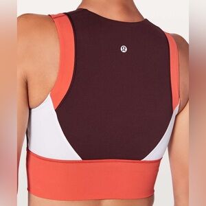 Lululemon Kick Serve Sweat Bra Bordeaux Drama/Vivid Flame/White Size 6